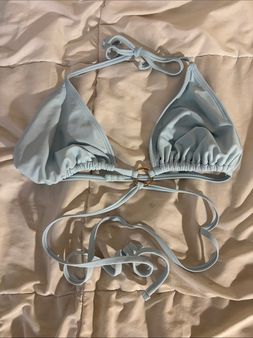 Wild Fable Light Blue Ring-Detail Triangle Bikini Top